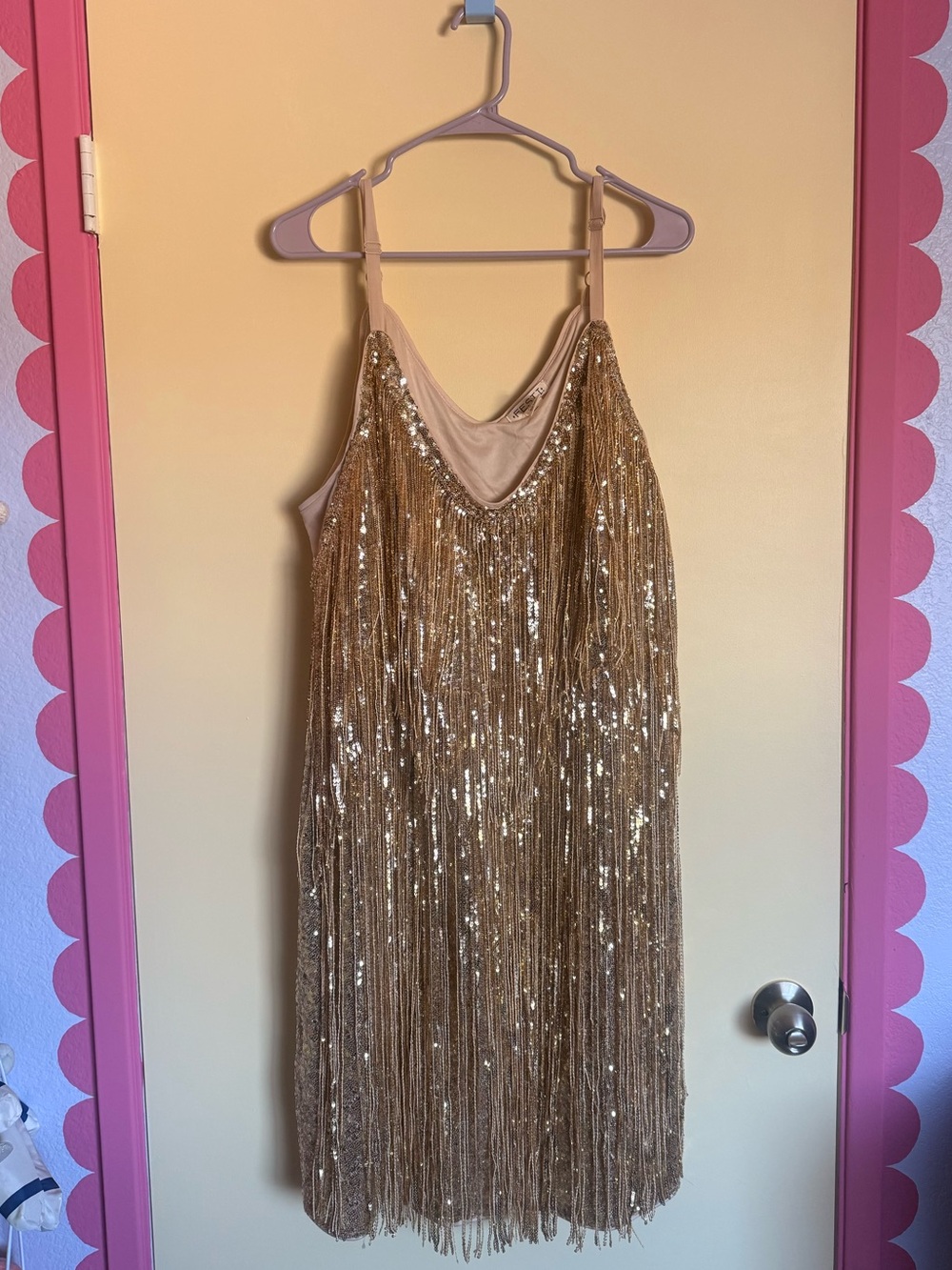 Torrid Gold Sequin Fringe Mini Party Dress Size 22